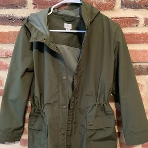 Olive green rain coat